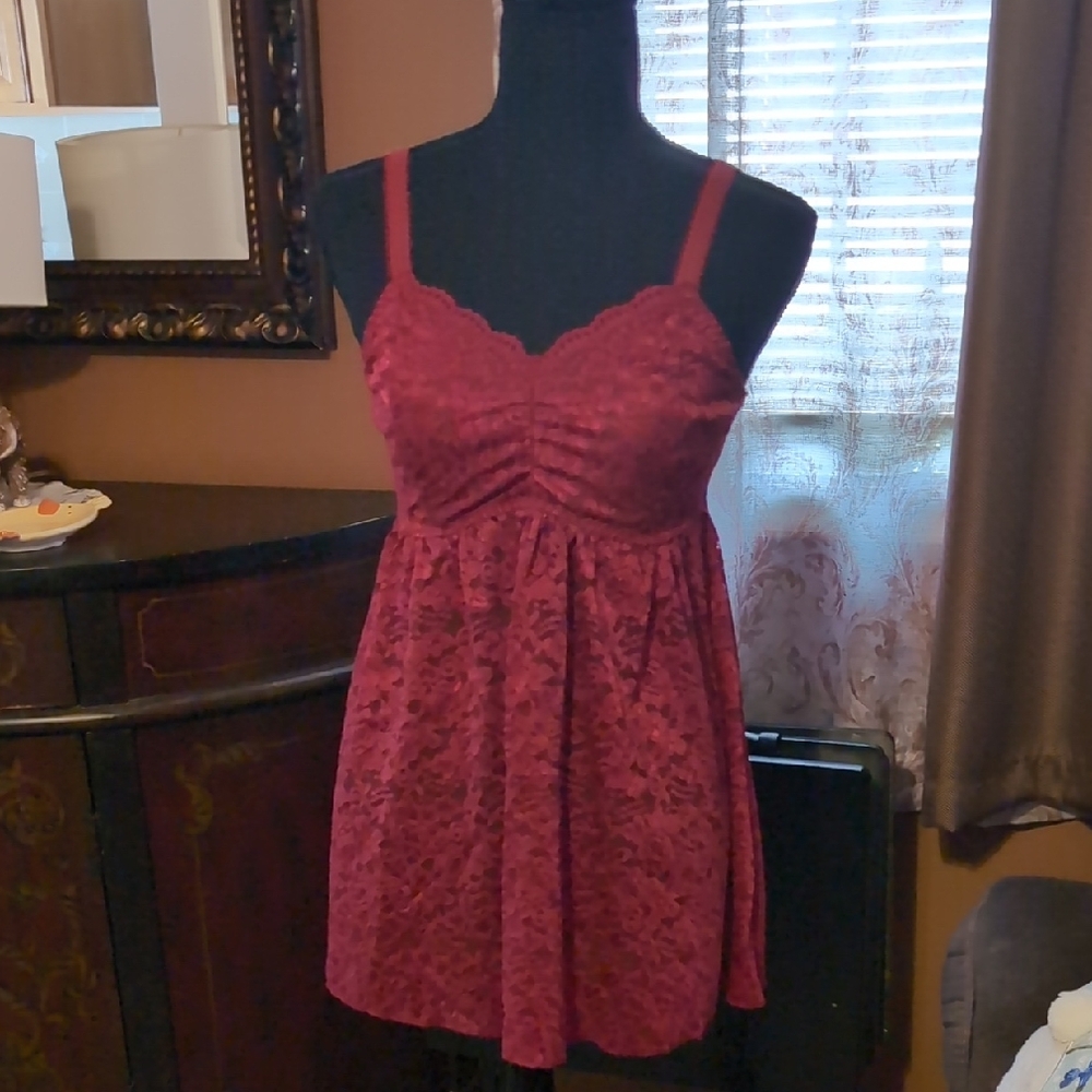 Deep Red Babydoll Chemise
